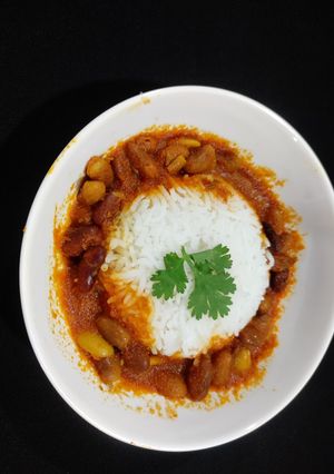 A picture of Rajma chawal (jain).