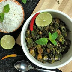 Okra Bhindi Stir Fry A picture of Okra Bhindi Stir Fry.
