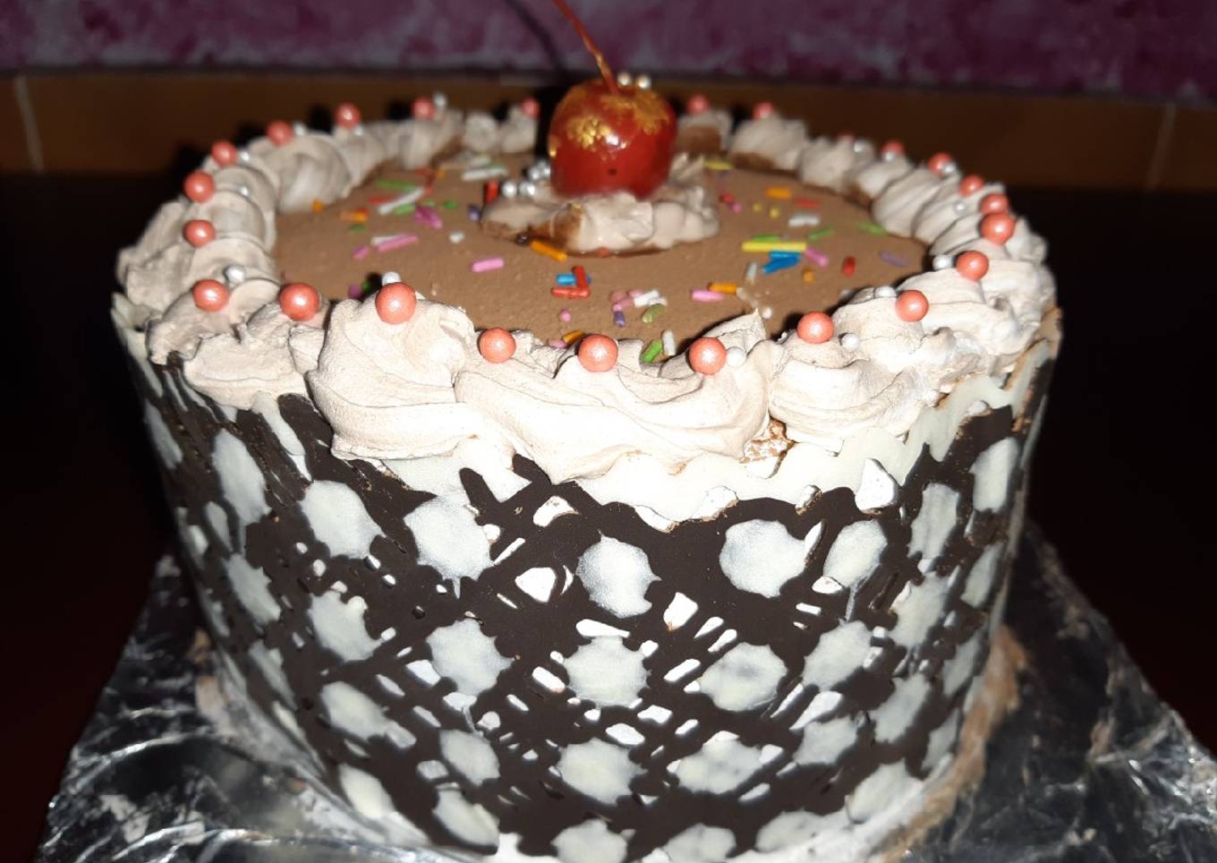 Polka Dot Chocolate Icing cake