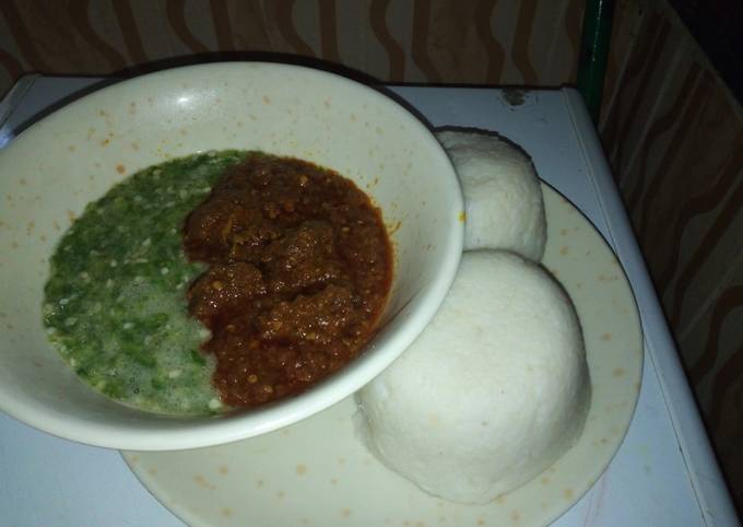 Tuwon shinkafa and okro soup