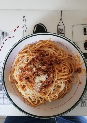 Una foto de Spaghetti con carne molida