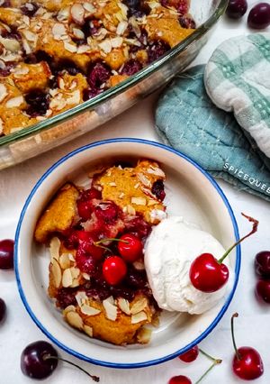 A picture of Fresh Cherry Cobbler.