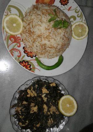 صورة لوصفة ملوخية دجاج و رز