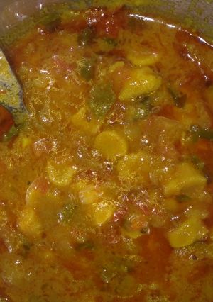 A picture of Besan ke gatte ki sabji.