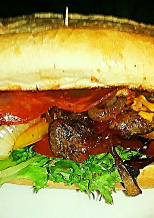 A picture of Tex's Steak & Chorizo Sub Melt 🐄🐷🧀🍞🍲🇺🇸.