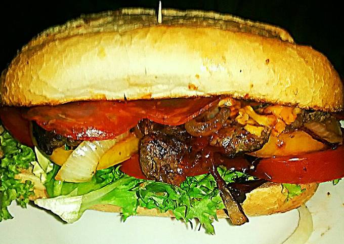 Simple Way to Make Mario Batali Tex's Steak &amp; Chorizo Sub Melt 🐄🐷🧀🍞🍲🇺🇸