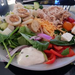 My Super Salad with tasty Chicken Eggs,2 cheese. With Sour cream A picture of My Super Salad with tasty Chicken Eggs,2 cheese. With Sour cream.