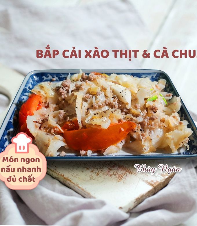 Hình của món Bắp cải xào thịt & cà chua.