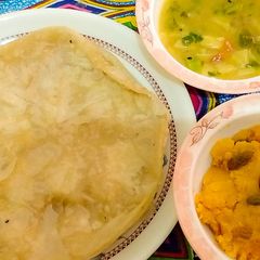 Street style nashta HALWA POORI AND Aloo DAAL A picture of Street style nashta HALWA POORI AND Aloo DAAL.