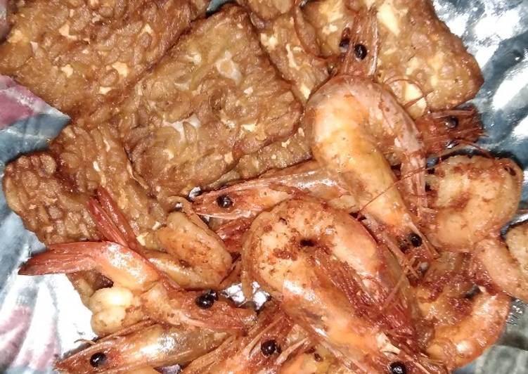 Tempe udang goreng bumbu racik