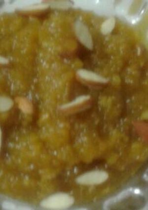 A picture of Moong daal ka halwa.