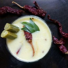 Gujarati kadhi with Drumsticks A picture of Gujarati kadhi with Drumsticks.