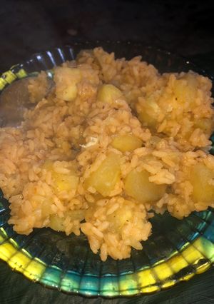 A picture of Rice with sweet potatoes.