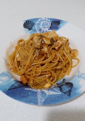 Foto resep Spaghetti Seafood mentaiko sauce
