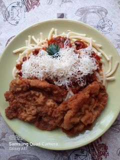 Milánói makaróni rántott szelettel recept fotója