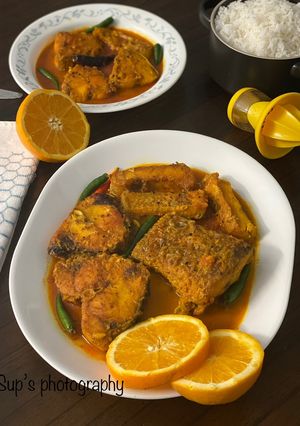 A picture of Rohu Rui Fish In Orange JuiceGravy.