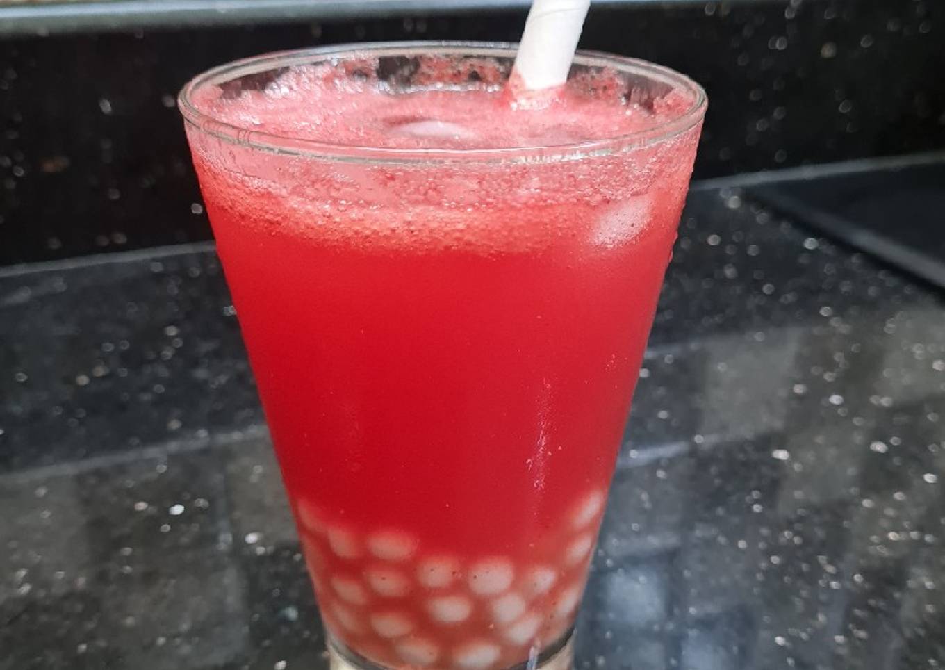 Lychee boba watermelon drink