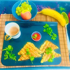 A picture of Sago Pearls Grilled Toastie(Fasting/ Vrat) Zero -Oil~ Nuts -free Toastie😋.