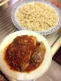Pasta (marcaroni) with croaker fish stew