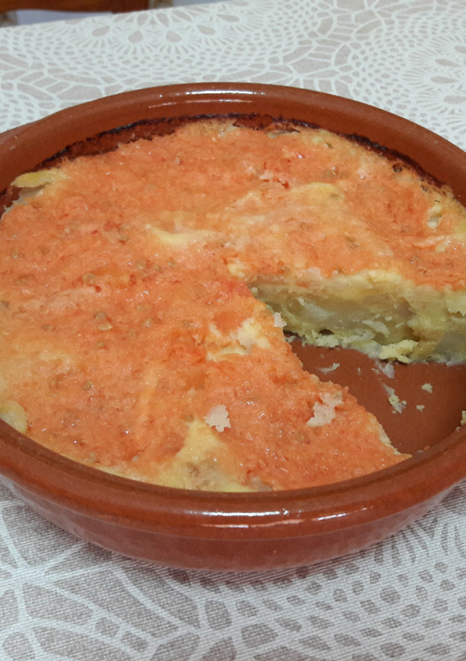 Una foto de 🇪🇸Tortilla "española" al horno baja en grasa y vegana