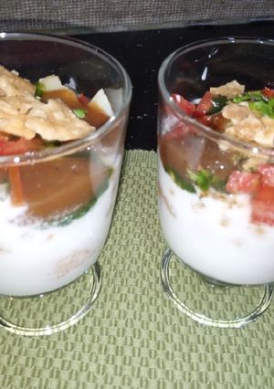 A picture of Dahi Bara Chickpea Chaat.