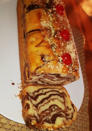 صورة لوصفة كيك رخامي خفة و لذة 🥰
