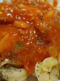 Capeleti de carne con salsa de pisto
