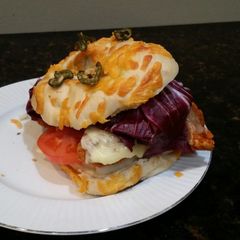 A picture of Brad's buffalo chicken burger.