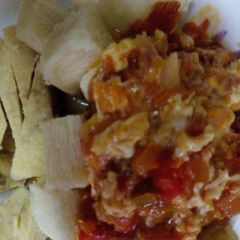 A picture of Egg sauce with boiled yam.