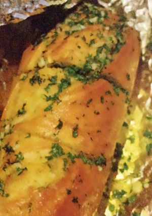 A picture of Garlic French baguette .