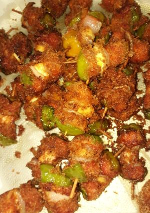 A picture of Chicken paneer sticks.