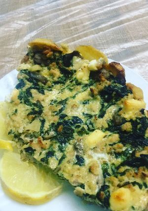صورة لوصفة كيش البطاطا بالسبانخ