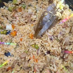 Vegetables soya chunk Biryani cauliflower A picture of Vegetables soya chunk Biryani cauliflower.