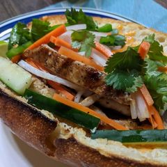 A picture of Grilled Lemongrass Pork Banh Mi Sandwiches.