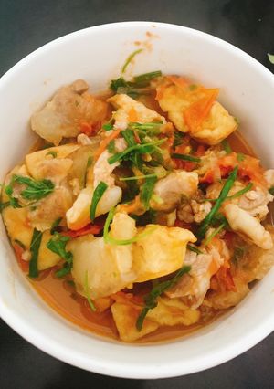 Hình của món Đậu thịt sốt cà.