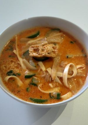 A picture of Quick one pot red curry noodle soup.