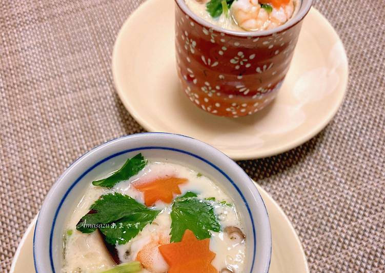 Simple Way to Prepare Ultimate Budino salato con fungo e gamberetti &#34;chawan mushi&#34; (cucina giapponese🇯🇵)