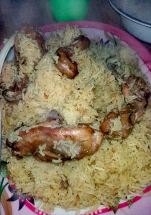 A picture of Chicken Makhni palao.