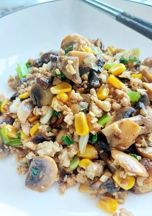 蔥香蘑菇肉末 的食譜成品照片