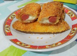 Foto resep Roti tawar goreng isi sosis & mozarella