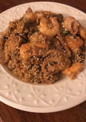 Una foto de Falso risotto de quinoa y frutos de mar