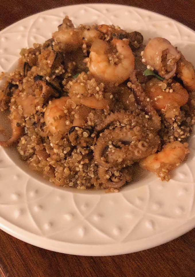 Una foto de Falso risotto de quinoa y frutos de mar