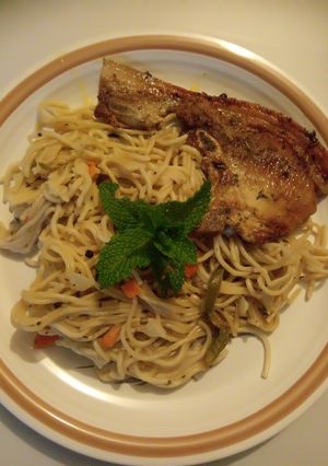 A picture of Spaghetti with pork.