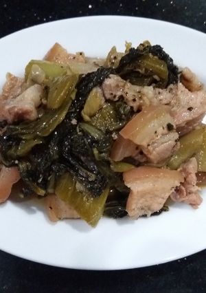 Hình của món Dưa cải chua xào thịt.