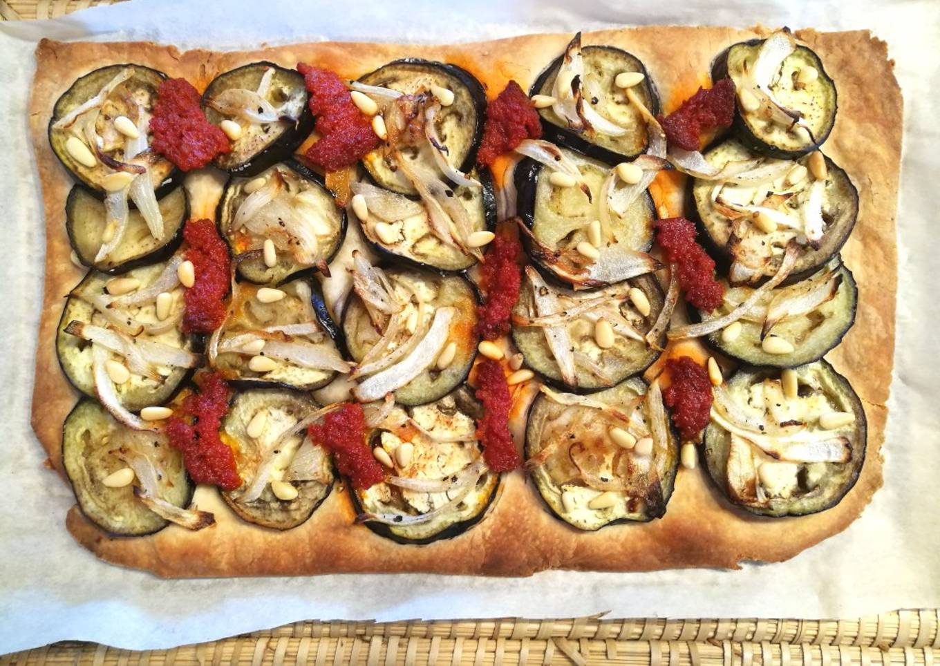 Coca de berenjena y sobrasada 🍆🍕