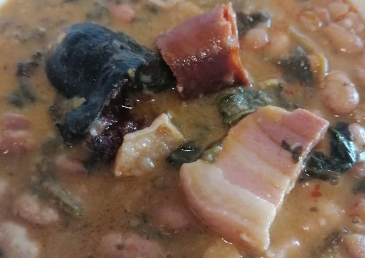 42. Fabada de alubias pintas y espinacas / Cocción lenta