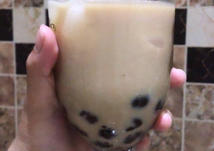 Resep Milk tea with boba Anti Gagal
