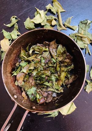 A picture of Roasted Neem leaves.