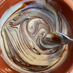 A picture of Debes bi tahini (carob molasses & tahini) - the most traditional Lebanese dessert.