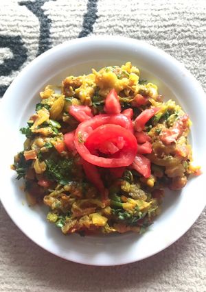 A picture of Vangyach Bharit/ Baigan ka Bharta.